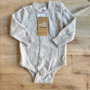 Mila Christina Cashmere Soft Beige Baby Bodysuit with Button Details